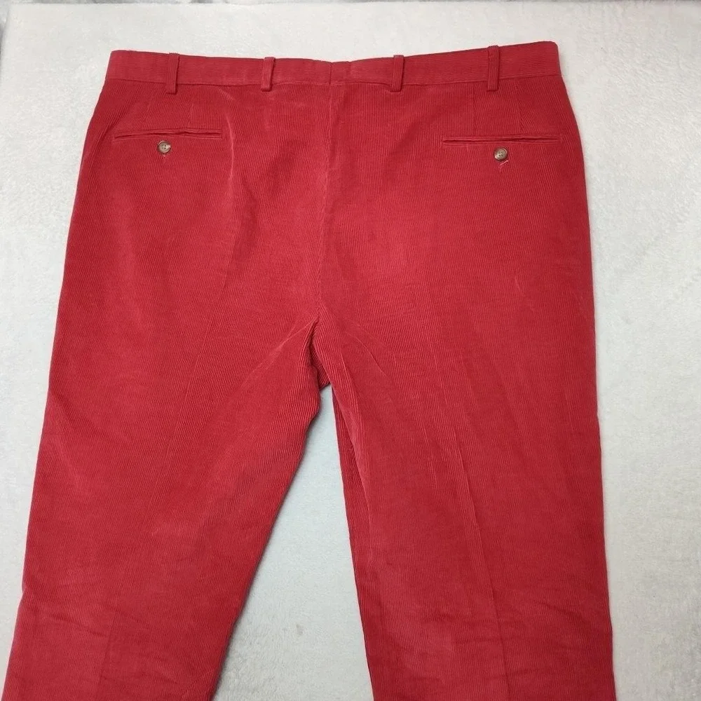 Paul Stuart Pants Mens 40x32 Red Corduroy Flat Cuffed‎ Classic Dress Slacks USA
